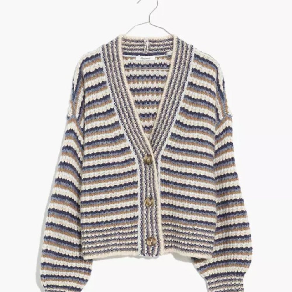 Madewell Waller Crop Cardigan Sweater in Stripe XXS